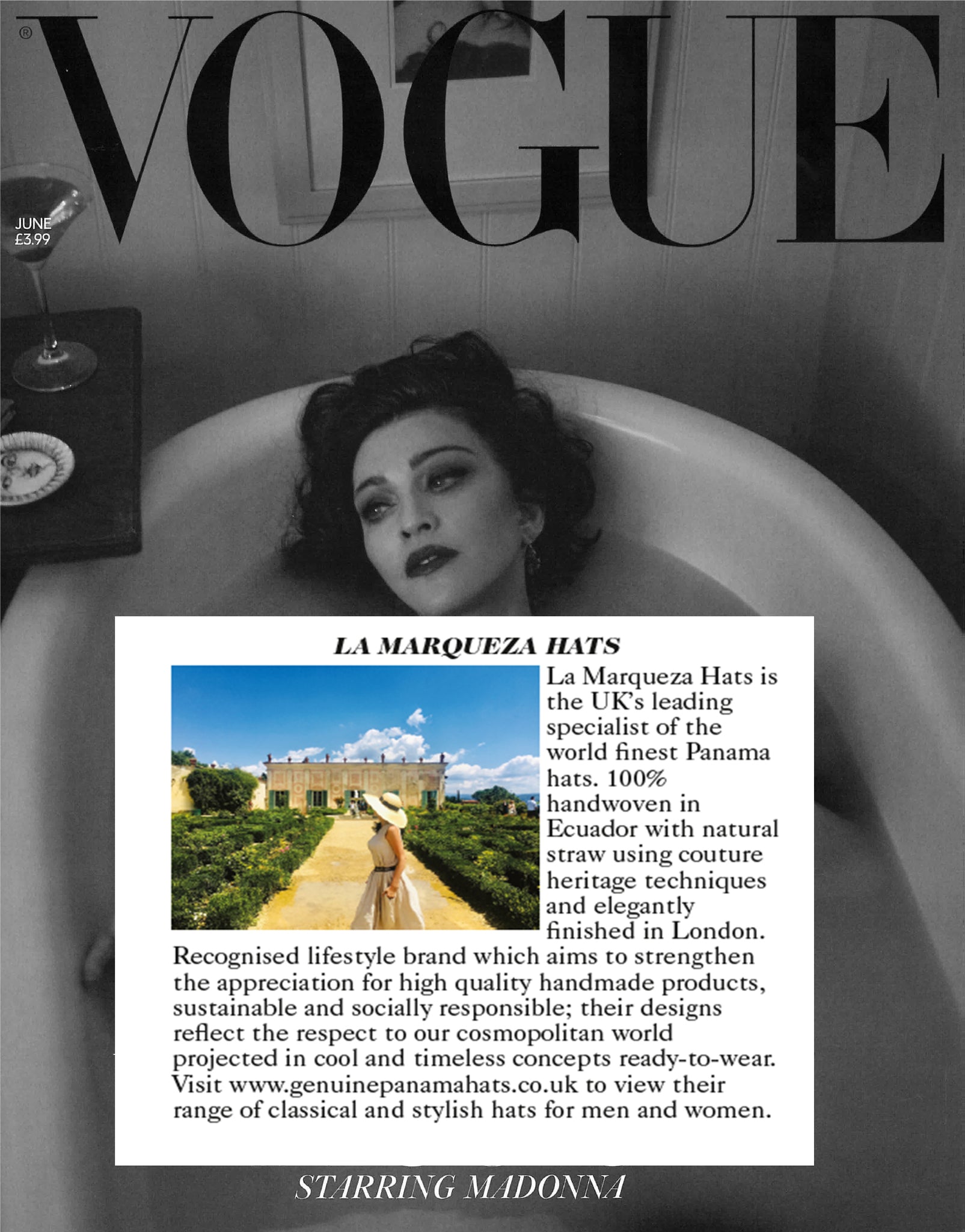 British Vogue features La Marqueza Hats in the Designer Profile editorial, June 2019