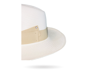 panama hat with beige band