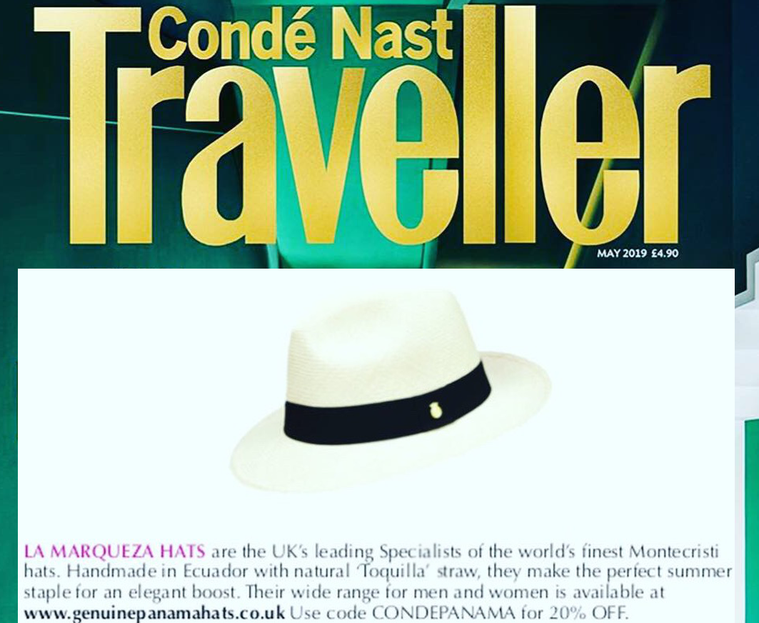 Condé Nast Traveller recognises La Marqueza Hats as the UK's Leading Specialists of the world's finest Montecristi Hats.