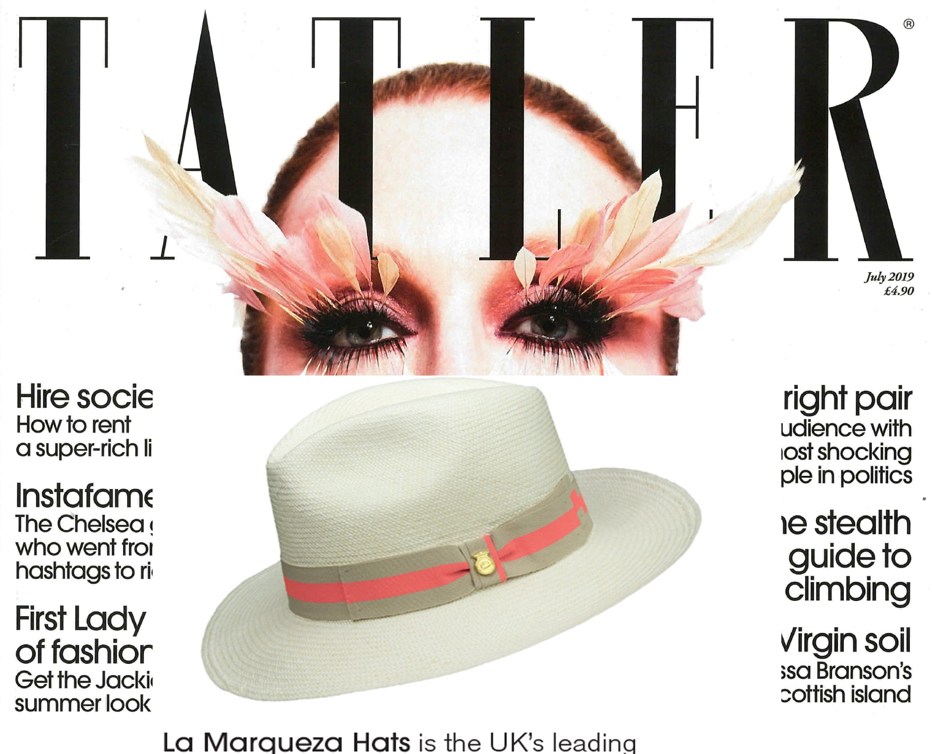 TATLER FEATURES OUR NEON PANAMA HAT, ISSUE JULY 2019