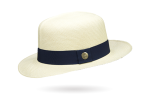 Prescious Extrafino Ii Montecristi Hat Optimo Creased Crown - Grade 20-22 54 Cm / Royal Blue Hatband