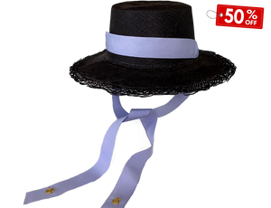 Black Cordovez Panama Hat With Adjustable Strap And Frayed Brim Colour Panama Hat