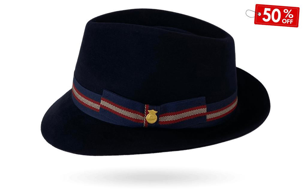 New! Fur Felt Teardrop Richmond Smart Trilby Ink Navy Snap Short Brim Fur Hat