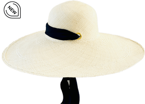 silk strap long brim hat 