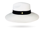 Quality Panama Hat with metallic logo on the band