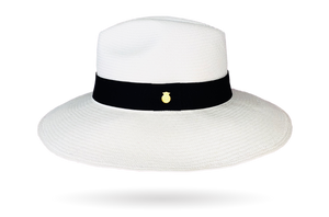 Quality Panama Hat with metallic logo on the band