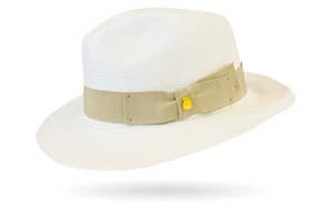 White Genuine Panama Hat ivory grosgrain grade 12 fine