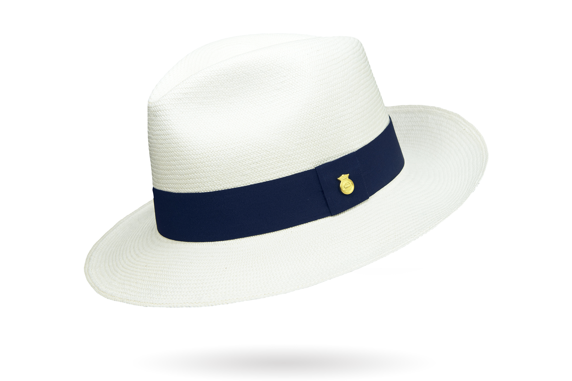 white luxurious panama hat with blue band england