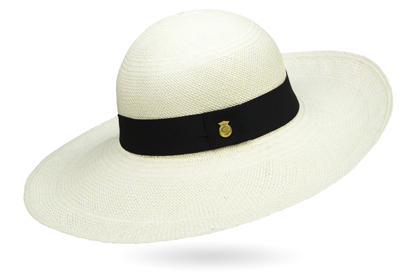 Ladies Genuine Panama Hat Capeline Cuenca WHITE FINO Wide Brim 10cm