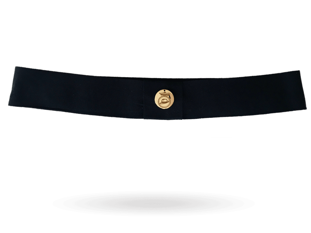 Fabric Ribbon Hatband Change For Panama Hats Black With 24K Gold Plated Plaque