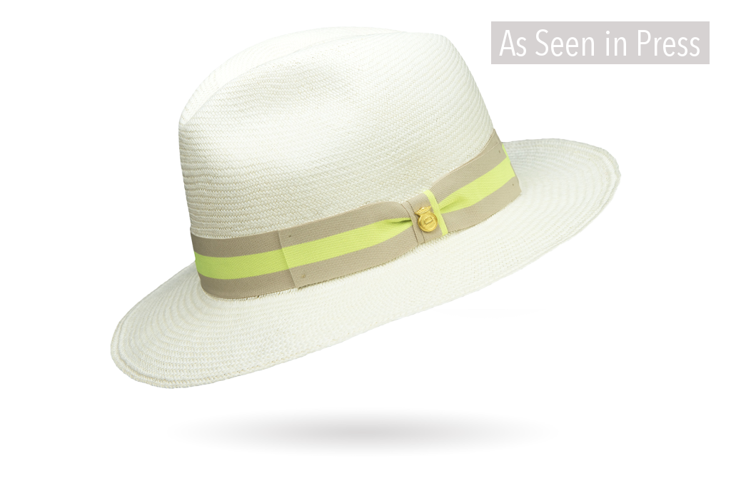 Neon Panama Hat Down Brim 56Cm / Neon Green Hatband