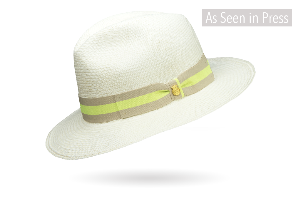 CUENCA FINE PANAMA HAT NEON BAND LLANO WEAVE ITALIAN BOW DOWN BRIM FRONT