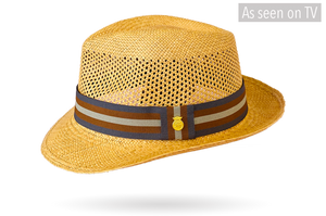 New! Caramel Trilby Open Crown Vented Panama Hat Snap Brim Colour Panama Hat